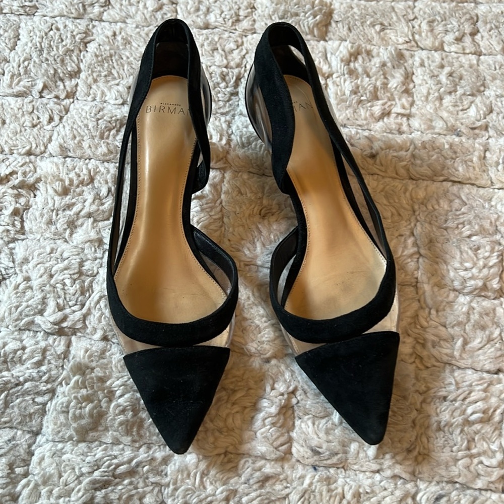 Alexandre Birman kitten heels. Black suede and PVC.  Size 37.5